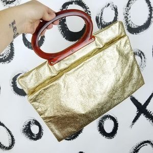 Vintage Purse Clutch To Tote Tortoise Shell Gold